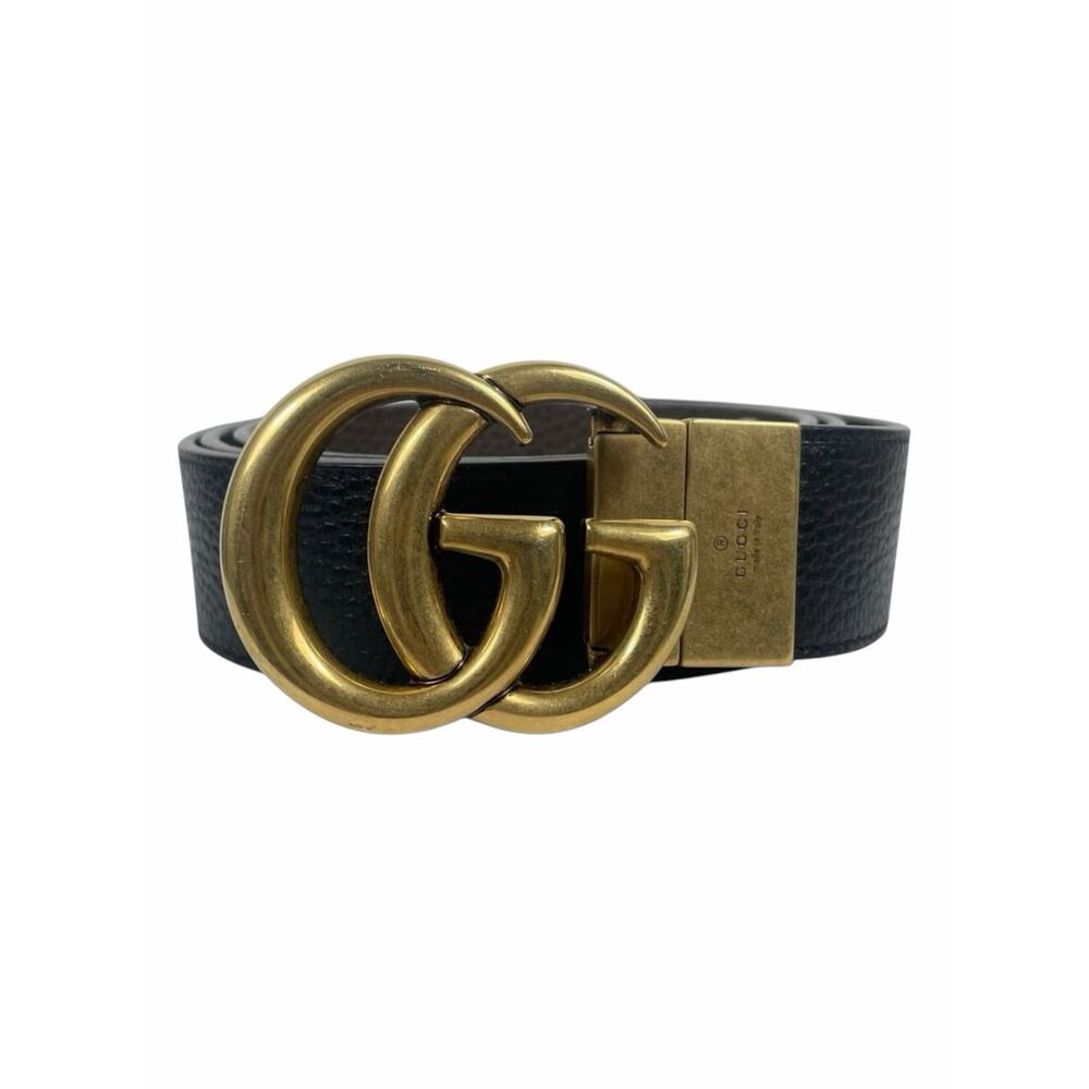 Gucci Double GG Reversible Leather Belt Black Brown Size 115/ 46